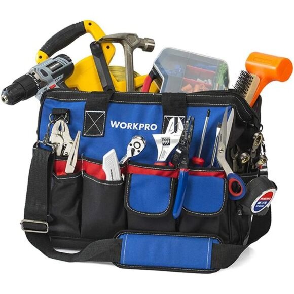 WORKPRO 18-inch Tool Bag Close Top Wide Mouth Storage w/ Sturdy Waterproof Base - Picture 5 of 8